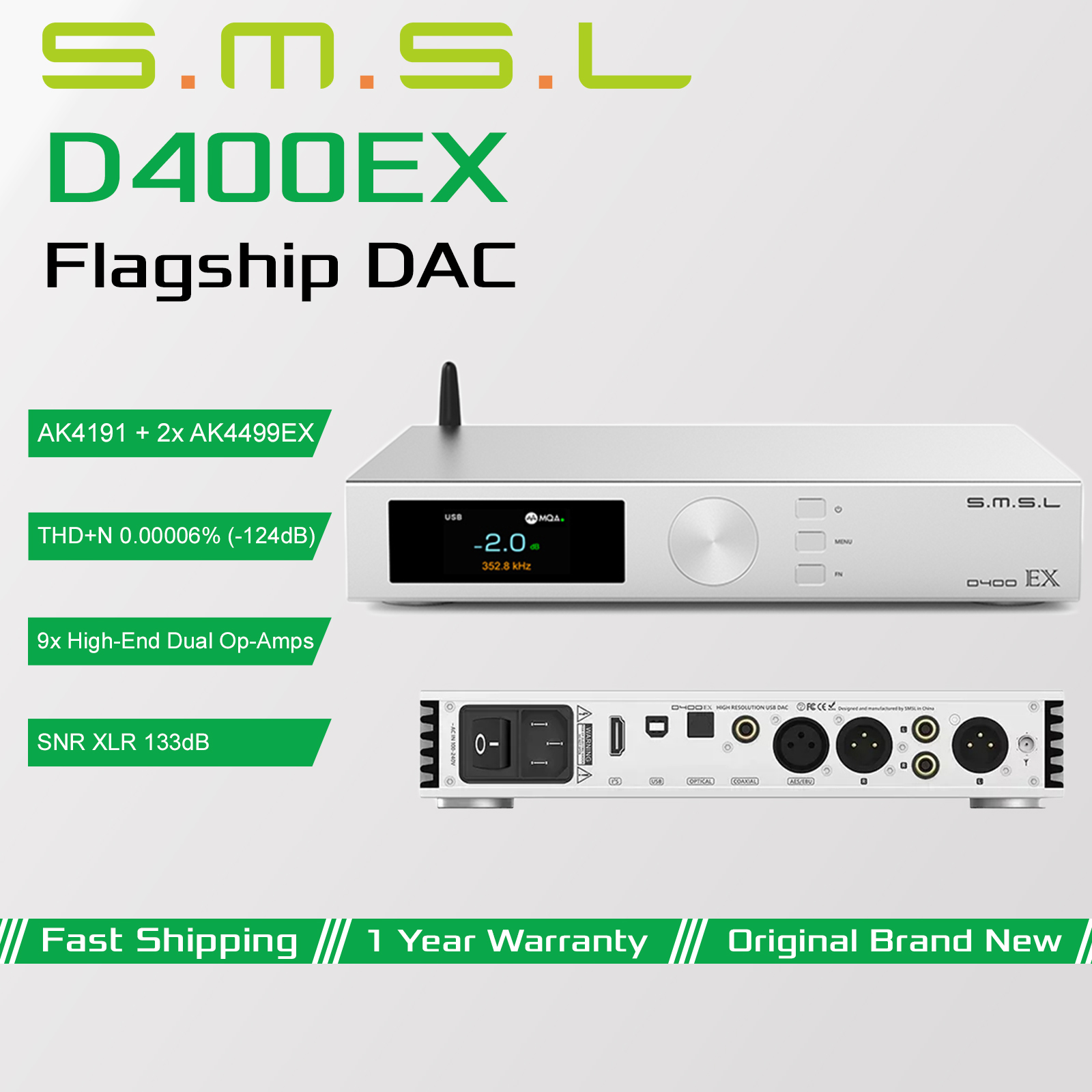 Dac Usb Coaxial Optical Bluetooth - SMSL D400EX Аудиодекодер Hi-Res с 2-мя