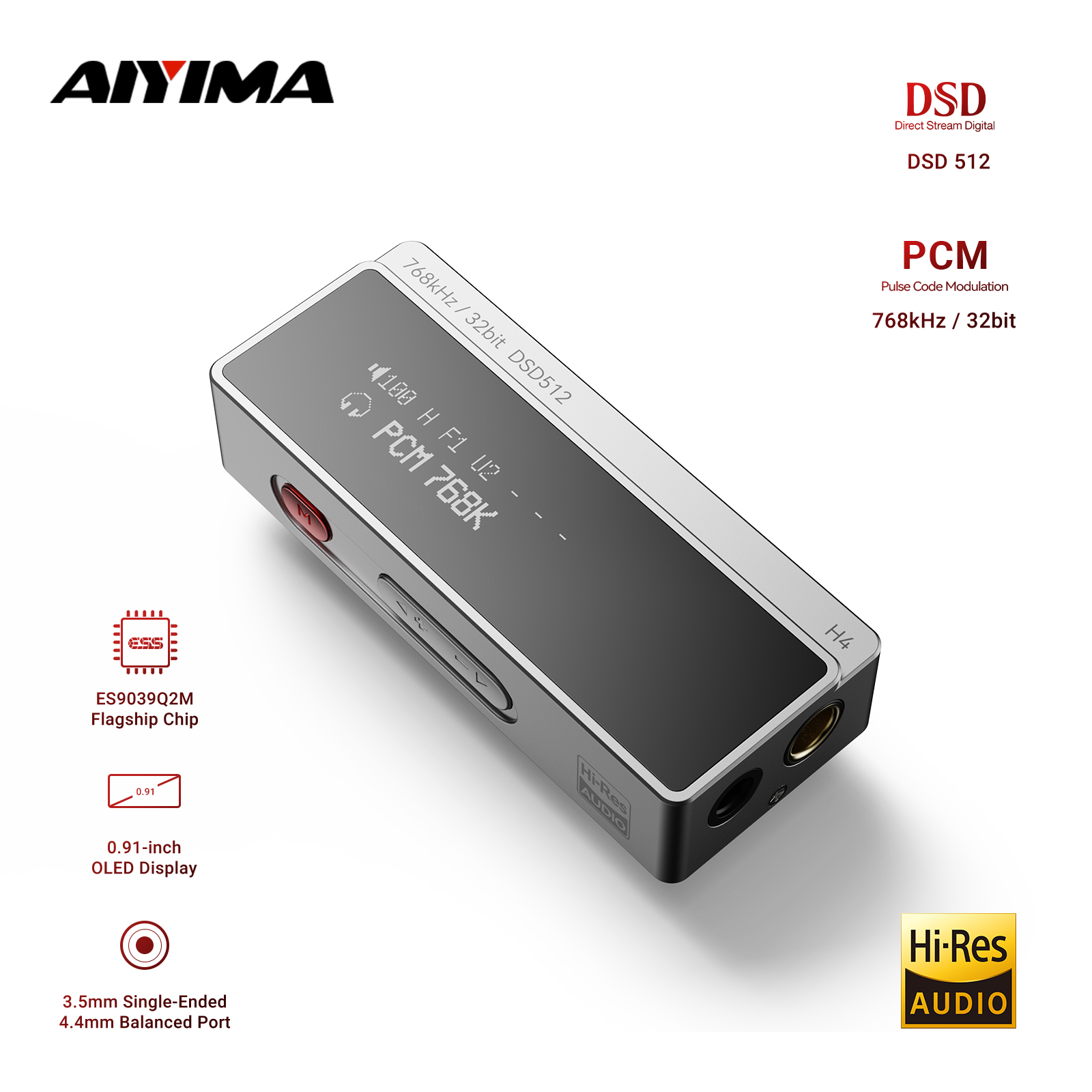 Dac With Headphone Amp Balanced - Портативный усилитель для наушников AIYIMA H4